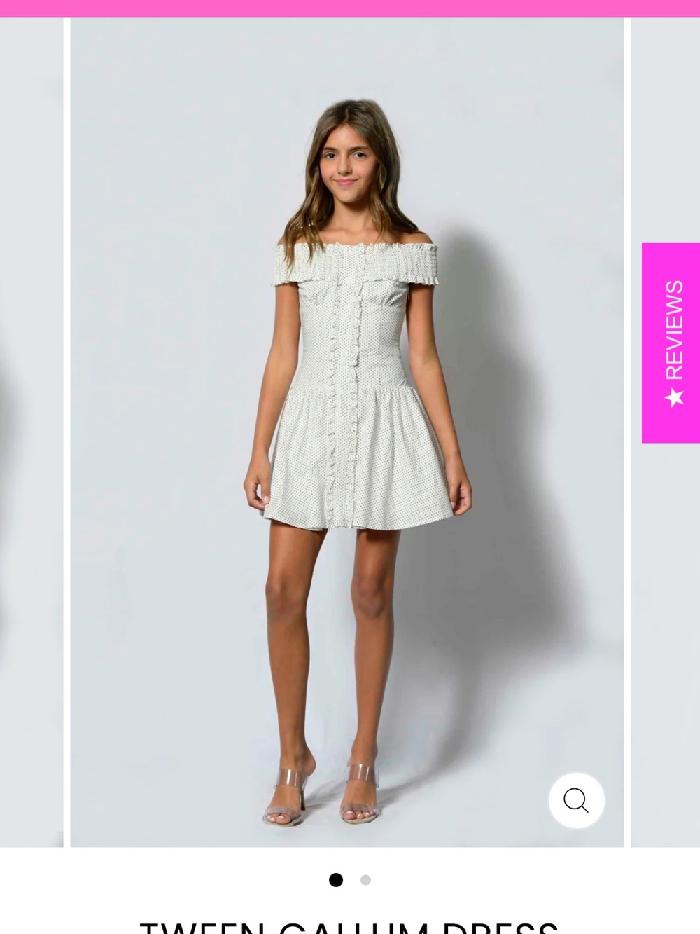 Katie J NYC Off-Shoulder White Polka Dot Dress